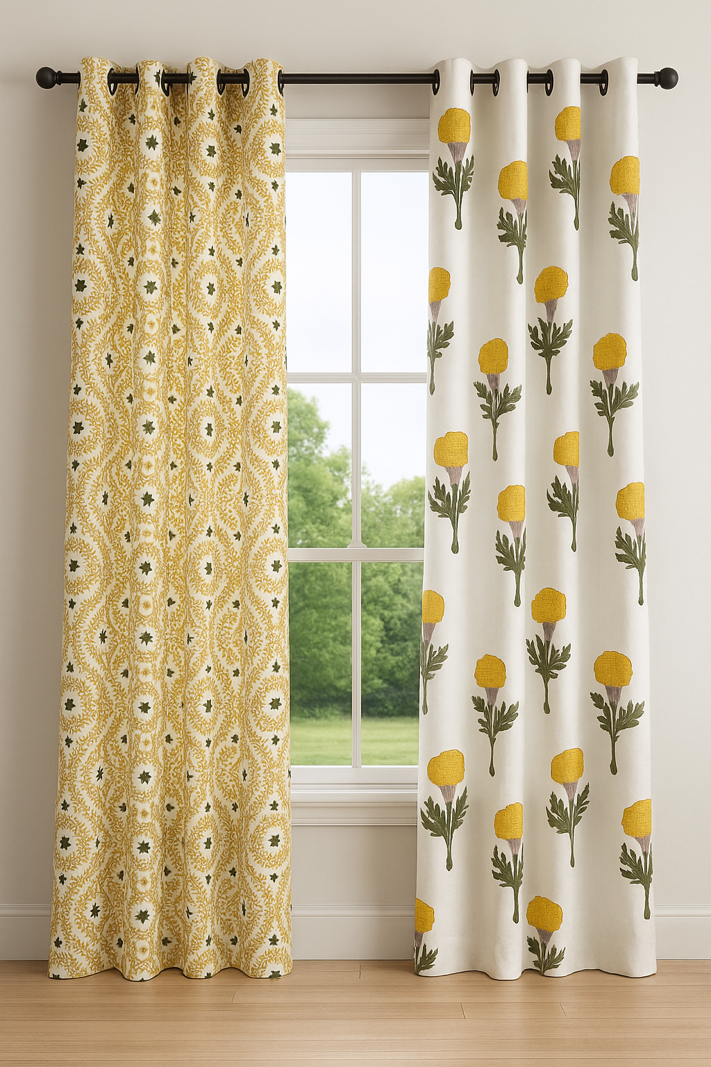 hand block cotton curtains